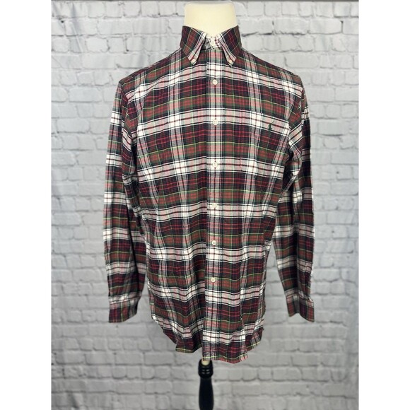 Ralph Lauren Men M Oxford Button Down Light Flannel Shirt Multicolor Plaid - Picture 2 of 7
